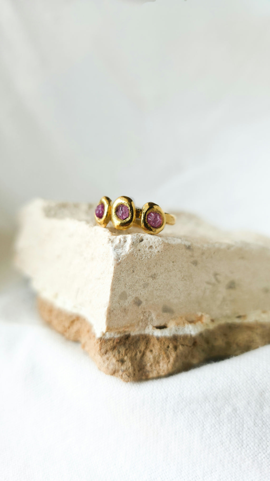 Triple Pink Sapphire Molten Metal Ring