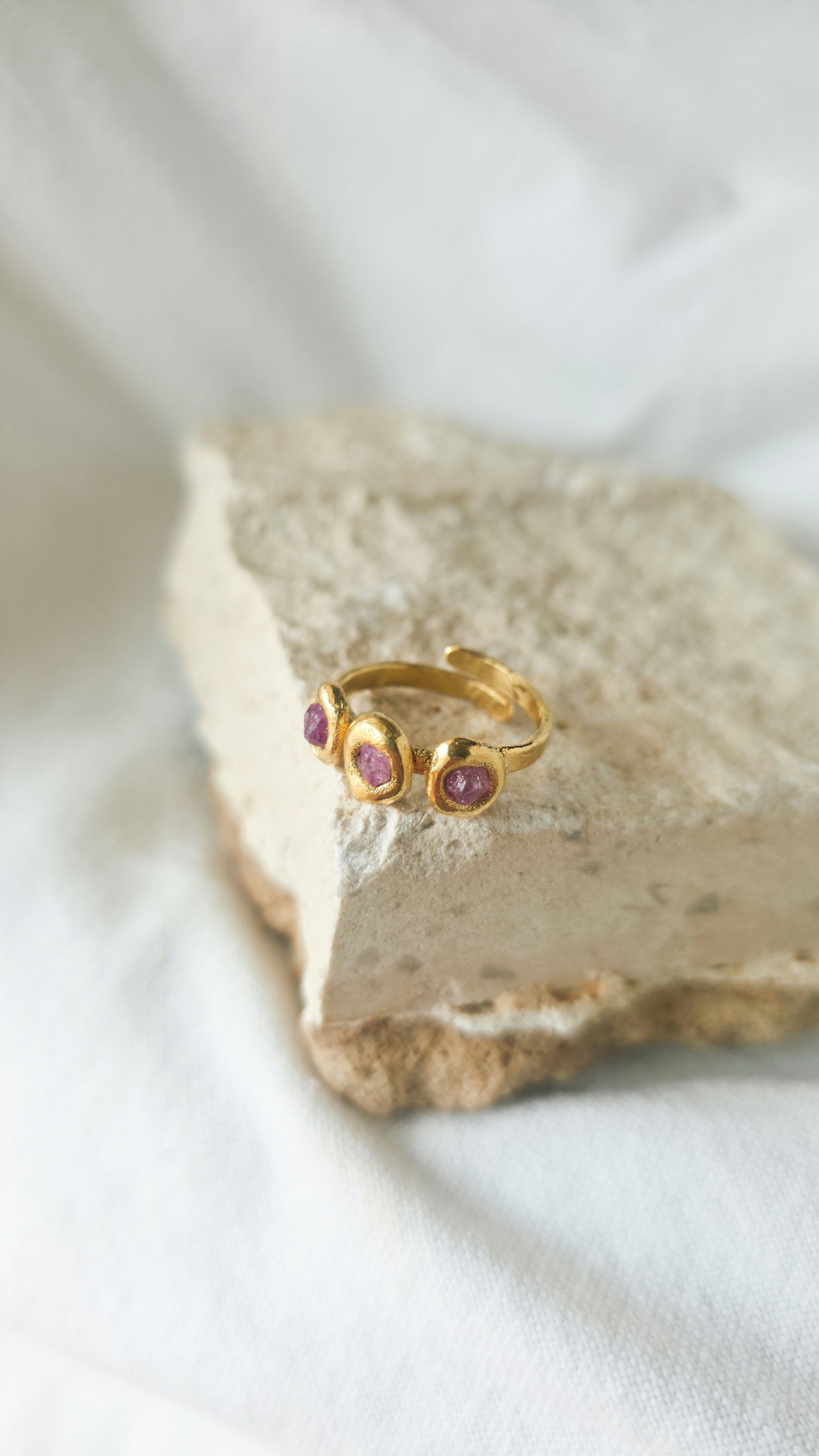 Triple Pink Sapphire Molten Metal Ring