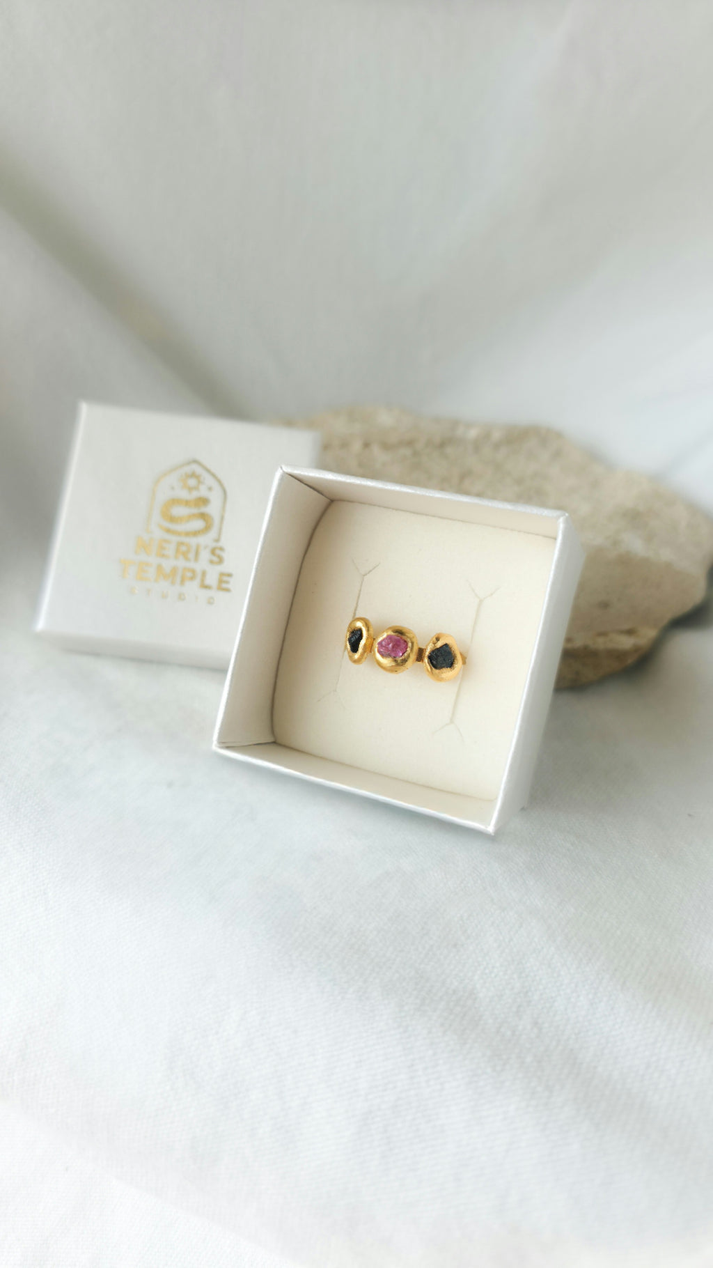 Pink and Blue Sapphire Molten Metal Ring