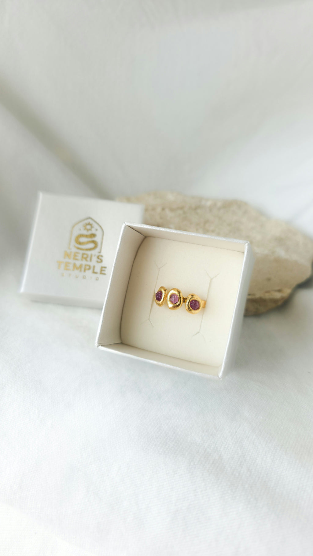 Triple Pink Sapphire Molten Metal Ring