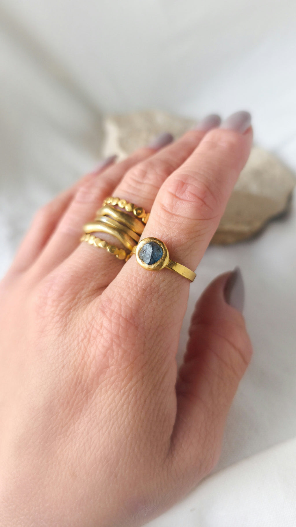 Blue Sapphire Molten Metal Ring