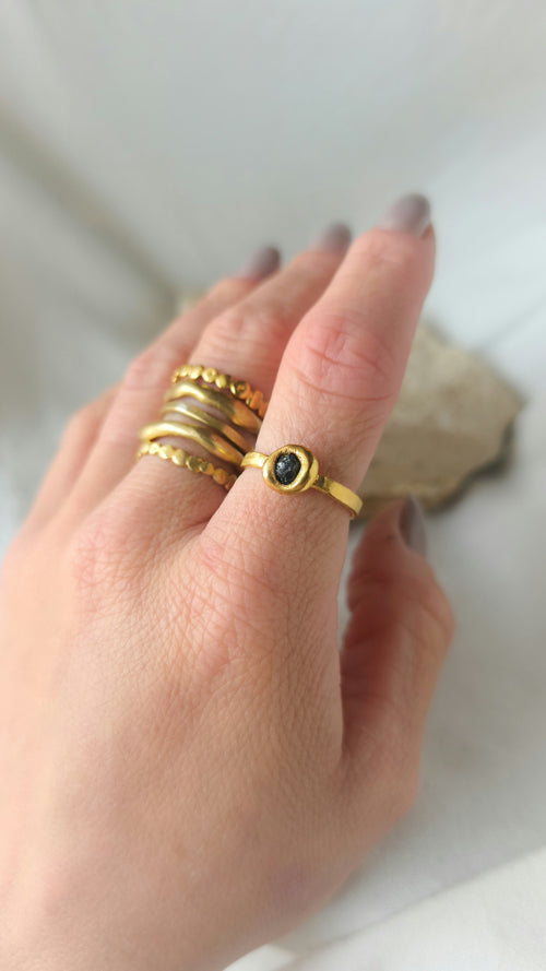 Blue Sapphire Molten Metal Ring