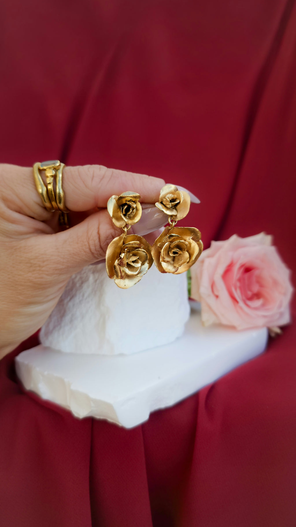 The Golden Roses Swing Earrings