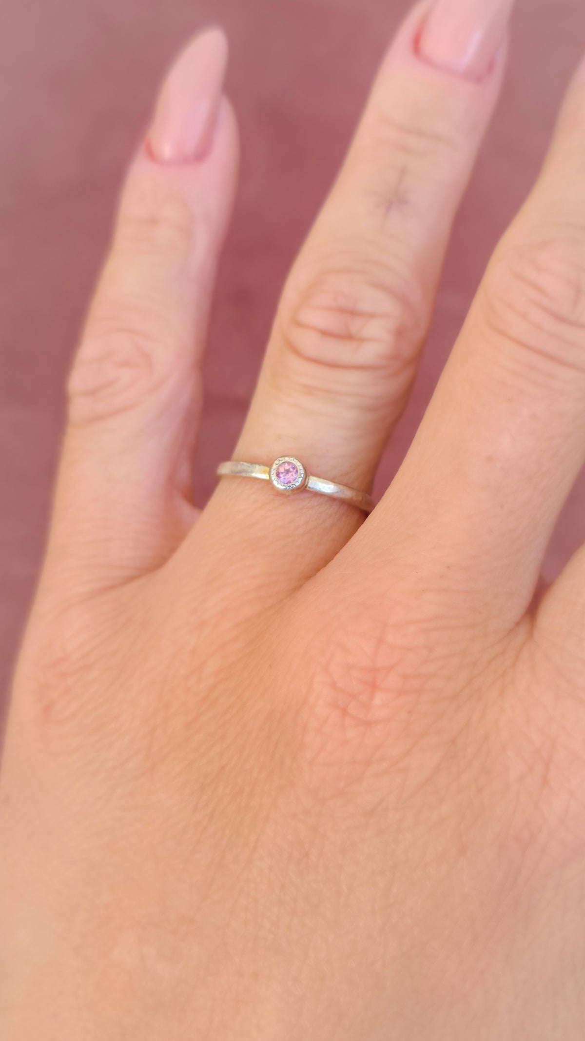 Pink Tourmaline Stackable Ring