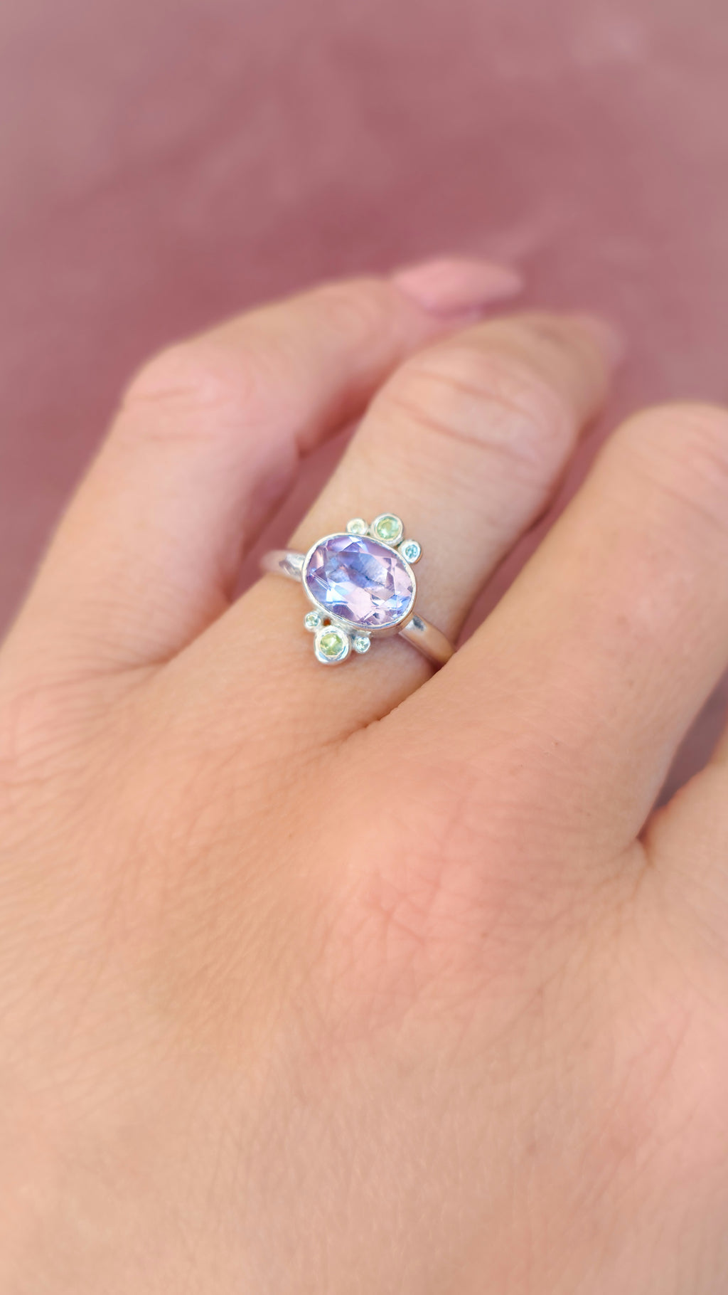 Sea Garden Ring with Natural Amethyst and Peridot