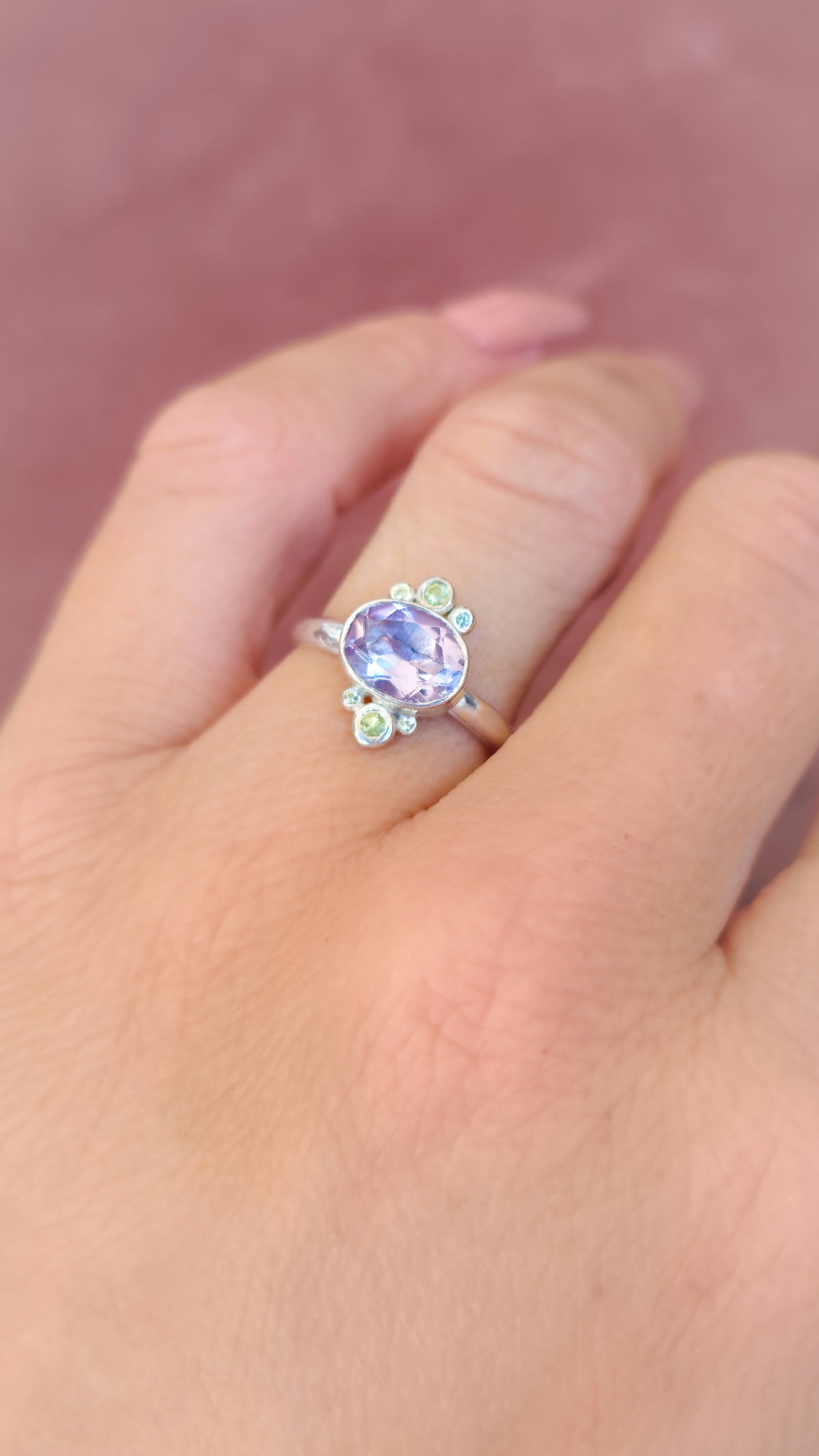 Sea Garden Ring with Natural Amethyst and Peridot