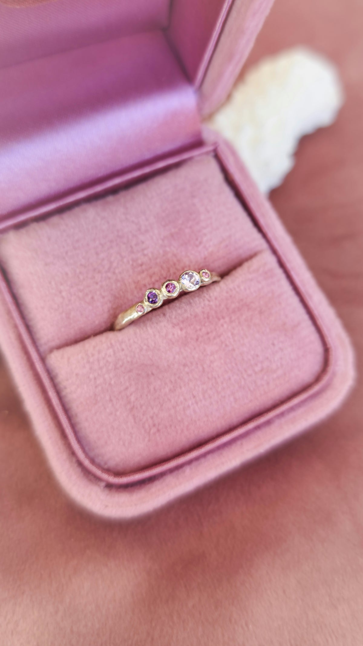 Purple Clouds Ring with Amethyst, Pink Tourmaline and Rhodolite Garnet