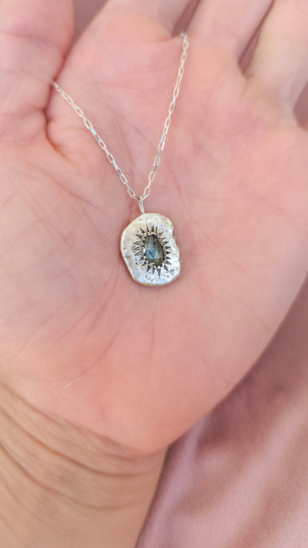 Guiding Star Necklace with Teal Blue Sapphire