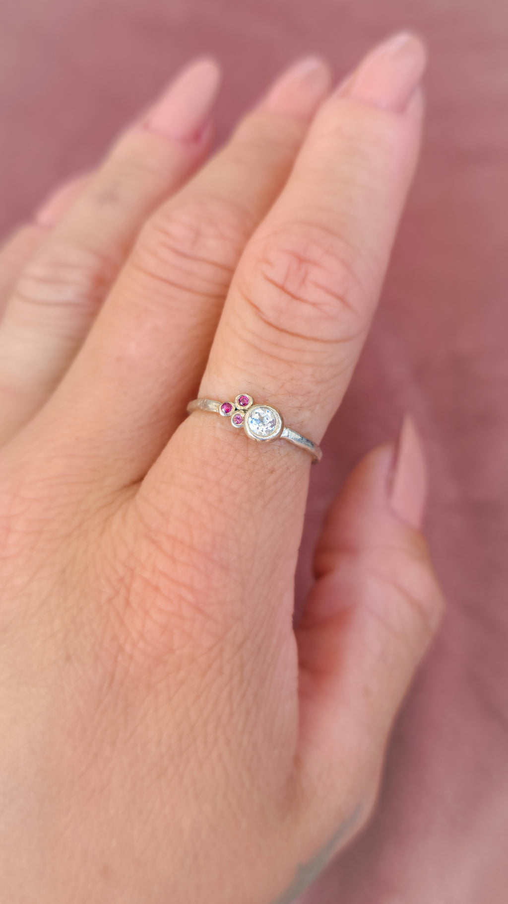 Pretty in Pink Ring with Natural Topaz, Sapphire, Rhodolite and Tourmaline
