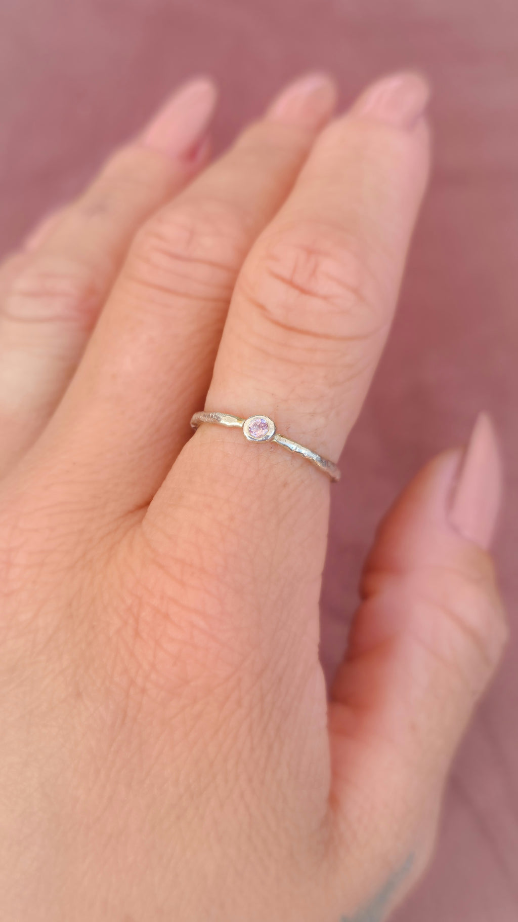 Pink Tourmaline Stackable Ring