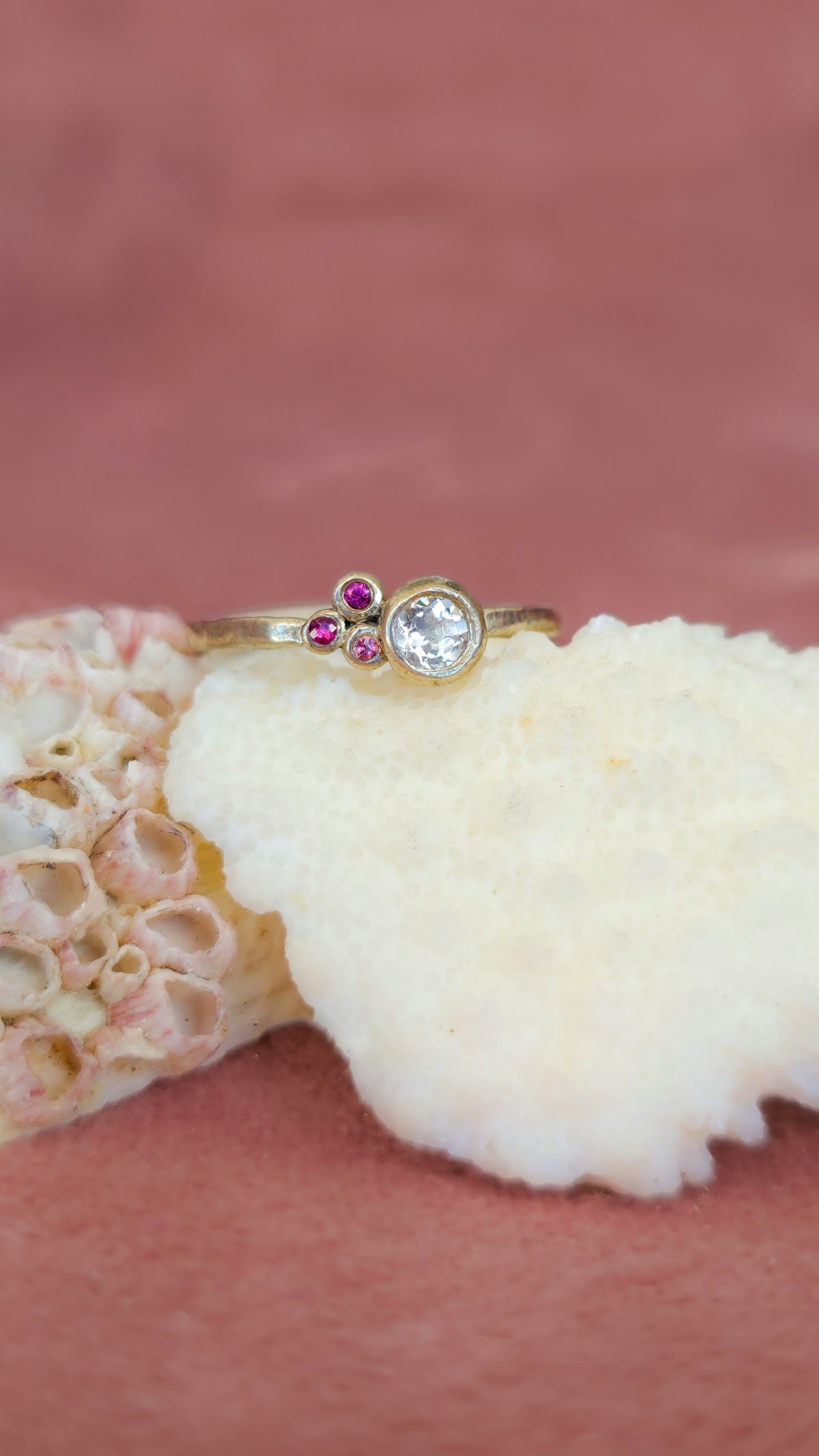 Pretty in Pink Ring with Natural Topaz, Sapphire, Rhodolite and Tourmaline