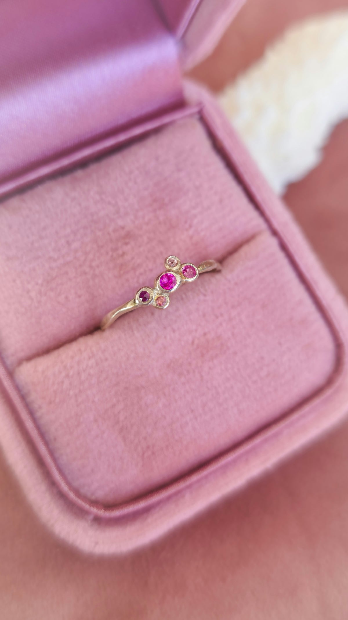 Pomegranate Bubble Ring with Sapphire, Tourmaline, Amethyst and Rhodolite
