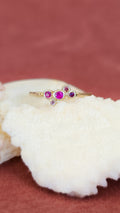 Pomegranate Bubble Ring with Sapphire, Tourmaline, Amethyst and Rhodolite