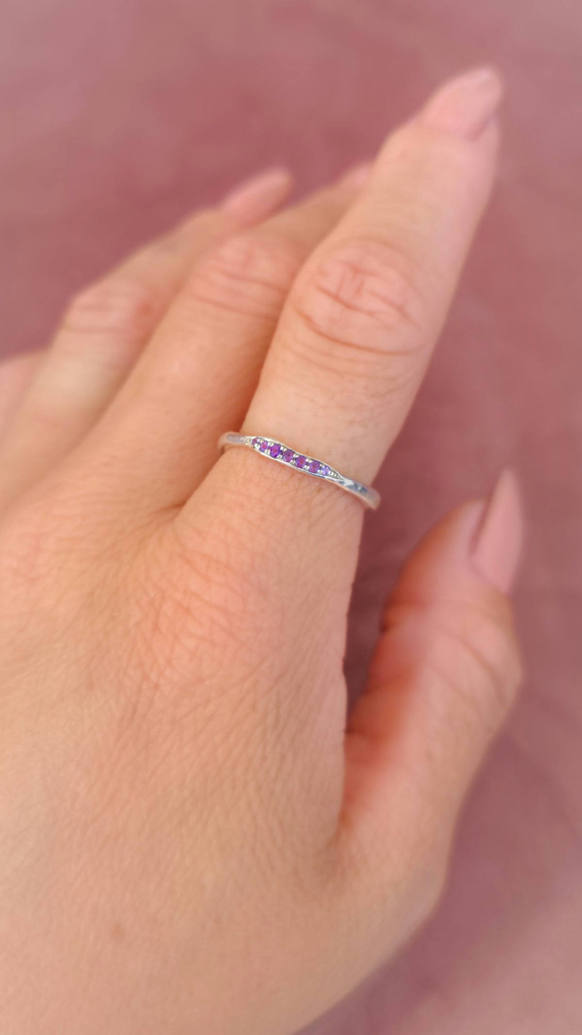 Sea Urchin Band with Natural Amethysts