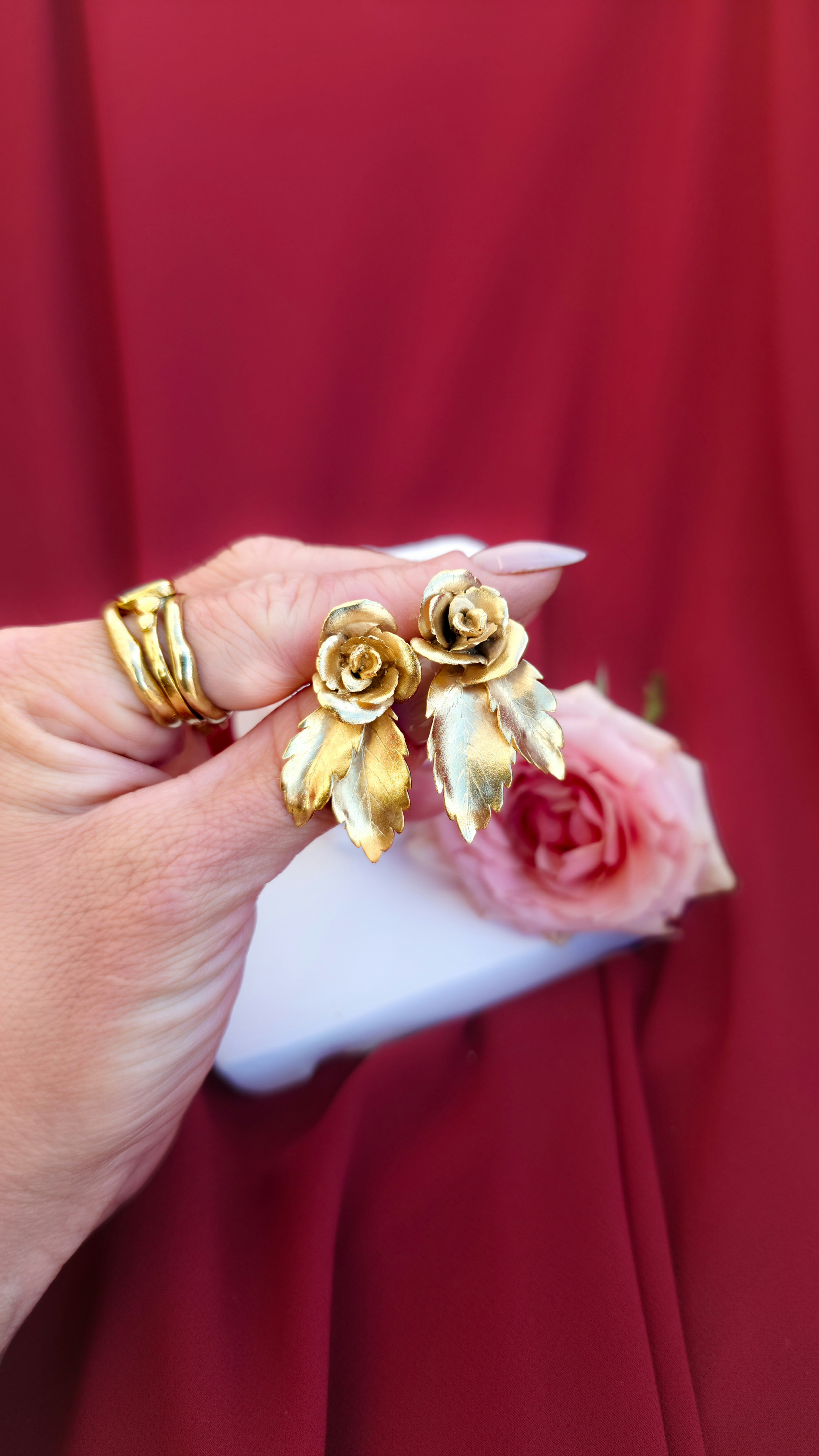 Roses with Leaves Earrings
