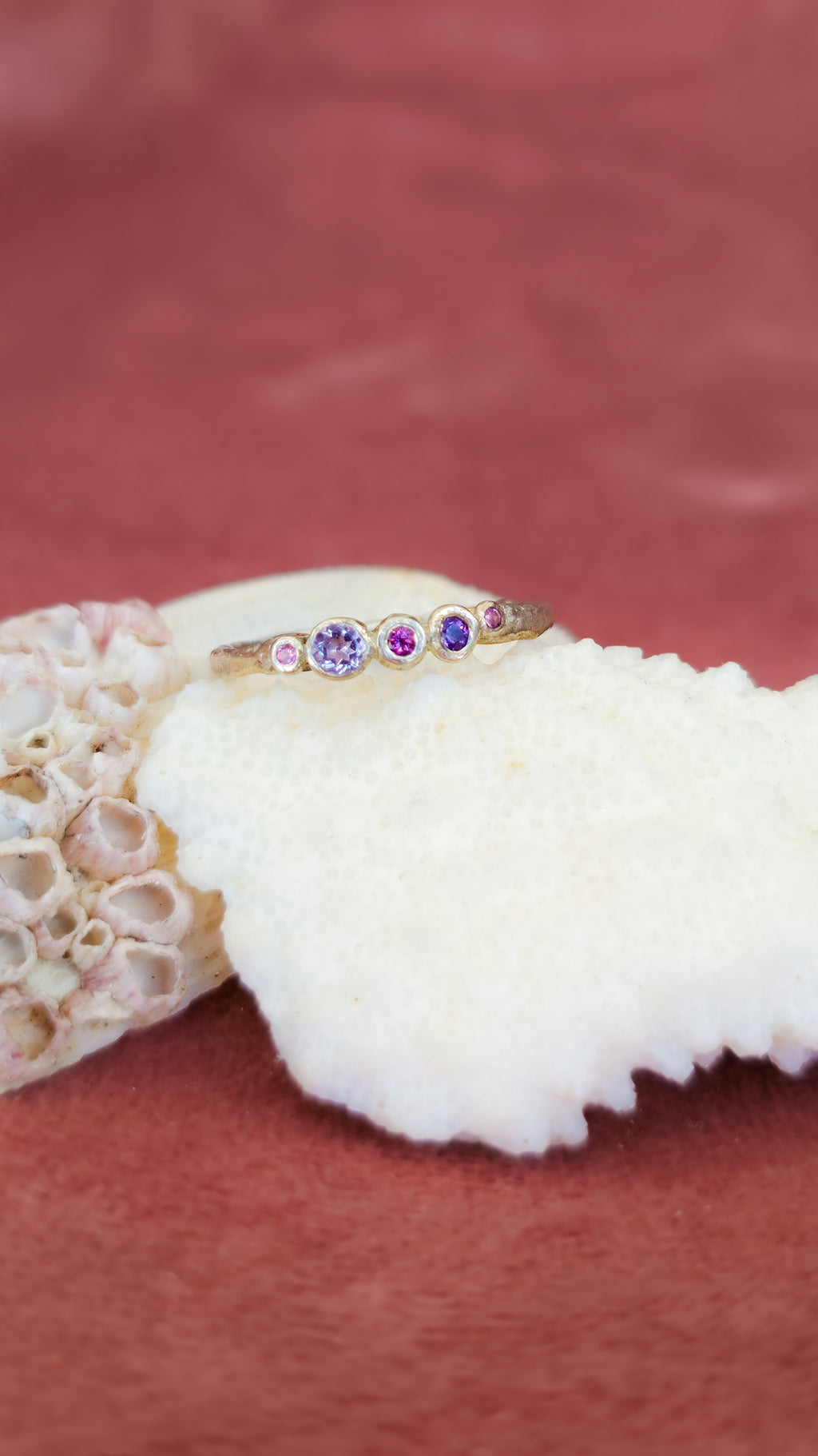 Purple Clouds Ring with Amethyst, Pink Tourmaline and Rhodolite Garnet
