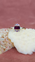 Unapologetical Passion Ring with Natural Rhodolite Garnet and Amethysts