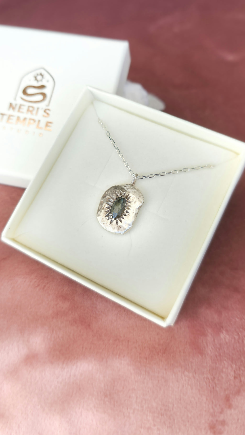 Guiding Star Necklace with Teal Blue Sapphire