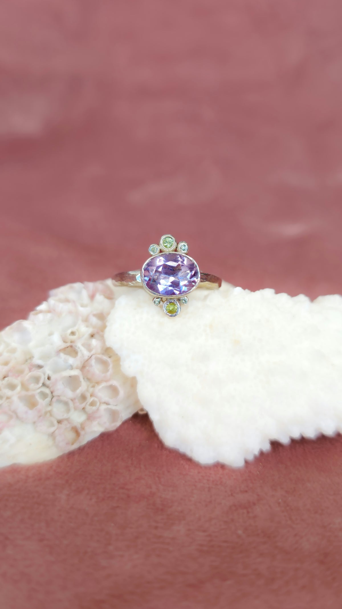Sea Garden Ring with Natural Amethyst and Peridot